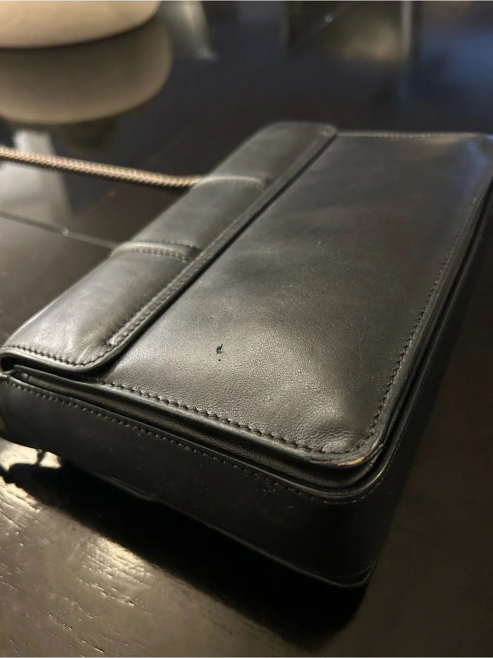 Lanvin Black Leather Chain Crossbody Bag